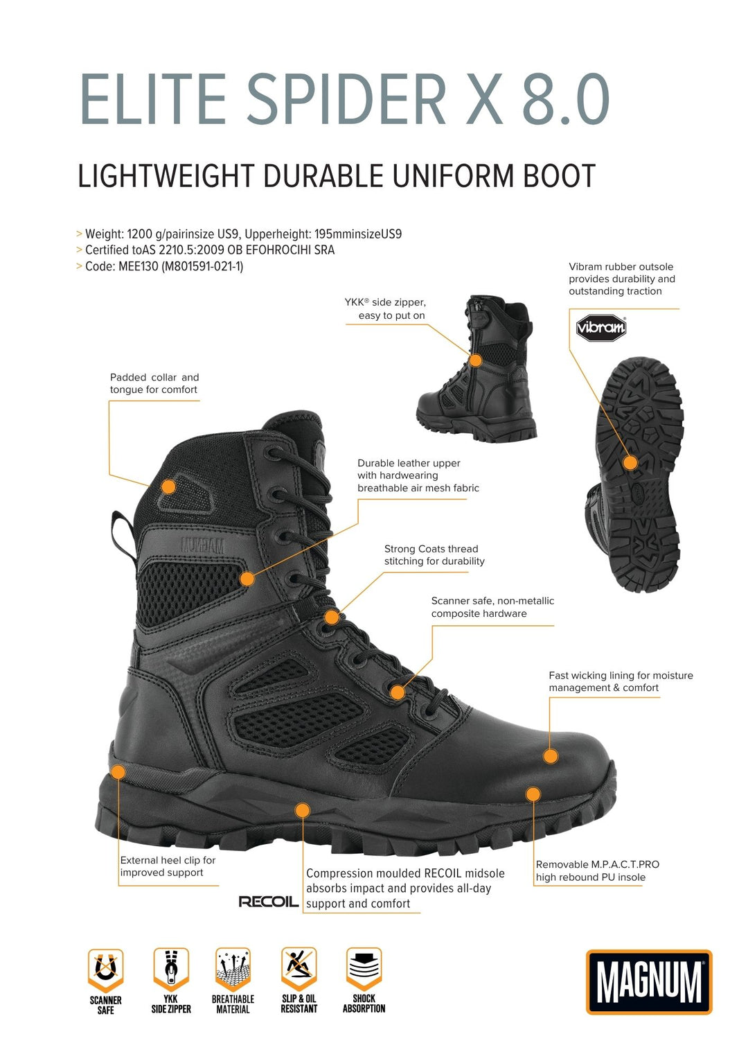 Elite Spider X 8.0 SZ | Uniform Boots | Magnum Australia